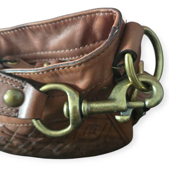 Vintage Coach Zoe Embroidered Pieced Whiskey Leather With Bow- Preowned, EUC - Picture 3 of 10